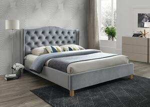 Łóżko tapicerowane ASPEN VELVET 160 x 200 cm szare