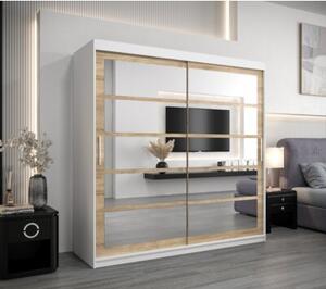 Szafa przesuwna garderoba Roma 2 200 wys. 200 cm biaÅy + sonoma