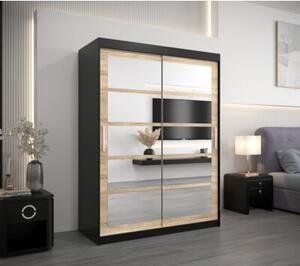 Szafa przesuwna garderoba Roma 2 150 wys. 200 cm czarny + sonoma