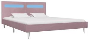 Rama łóżka z LED, różowa, tapicerowana tkaniną, 180 x 200 cm