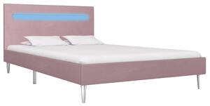 Rama łóżka z LED, różowa, tapicerowana tkaniną, 120 x 200 cm