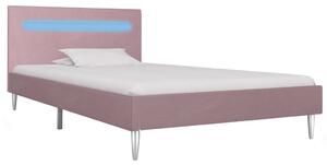 Rama łóżka z LED, różowa, tapicerowana tkaniną, 90 x 200 cm