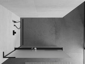 Mexen Kioto+ L ścianka prysznicowa z półką Walk-in 120 x 200 cm, szron, czarna - 800-120-123-70-30