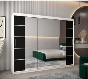 Szafa przesuwna garderoba Verona 4 250 wys. 200 cm biaÅy + czarny