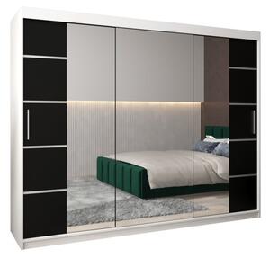 Szafa przesuwna garderoba Verona 4 250 wys. 200 cm biaÅy + czarny