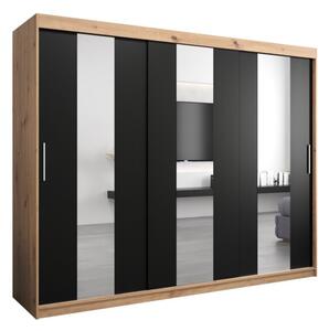 Szafa przesuwna garderoba Pole 250 wys. 200 cm artisan + czarny