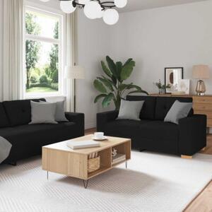 Sofa 3 szt. czarny tkanina lniana
