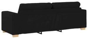 Sofa 3 szt. czarny tkanina lniana