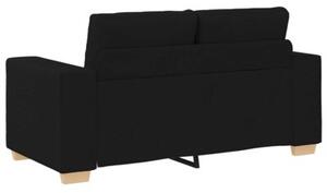Sofa 3 szt. czarny tkanina lniana