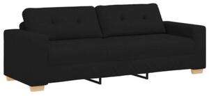 Sofa 3 szt. czarny tkanina lniana