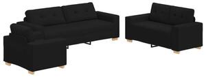Sofa 3 szt. czarny tkanina lniana