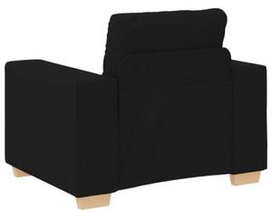 Sofa 3 szt. czarny tkanina lniana