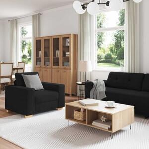 Sofa 3 szt. czarny tkanina lniana