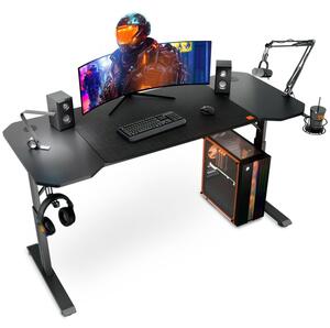 Biurko Gamingowe z RegulacjÄ WysokoÅci TREX E-SPORTS STRATOS TX-1460GD 140x60 cm Uchwyt na Kubek i SÅuchawki Czarny