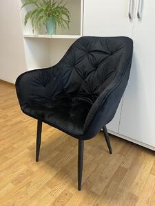 Krzesło Tapicerowane BiG 040 - Welur Czarne Dostawa 0Zł