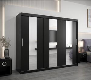 Szafa przesuwna garderoba Pole 250 wys. 200 cm czarny + czarny