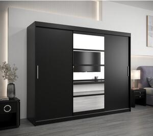 Szafa przesuwna garderoba Roma 1 250 wys. 200 cm czarny + czarny
