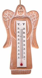 Termometr ceramiczny anioł Suzane, brązowy, wys. 18 cm
