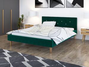 Łóżko tapicerowane 120x200 Diana ciemnozielone drewniany stelaż styl glamour