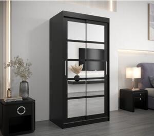 Szafa przesuwna garderoba Roma 2 100 wys. 200 cm czarny + czarny