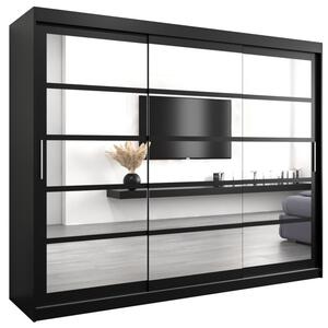 Szafa przesuwna garderoba Roma 2 250 wys. 200 cm czarny + czarny