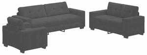 Sofa 3 szt. czarny tkanina lniana