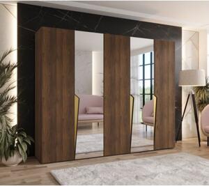 Szafa uchylna otwierana Piano 2 250 wys. 202 cm orzech warmia + u. zÅoty