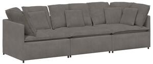 Sofa moduÅowa z poduszkami tkanina sztruksowa jasnoszara