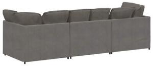 Sofa moduÅowa z poduszkami tkanina sztruksowa jasnoszara