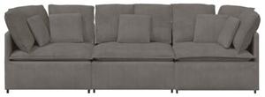 Sofa moduÅowa z poduszkami tkanina sztruksowa jasnoszara