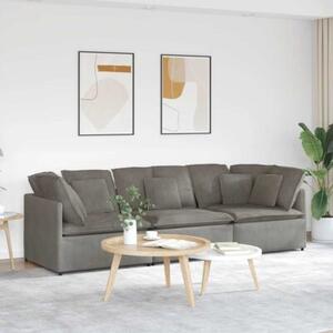 Sofa moduÅowa z poduszkami tkanina sztruksowa jasnoszara