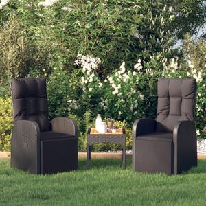 Rozkładane krzesła ogrodowe, poduszki, 2 szt., czarny rattan PE