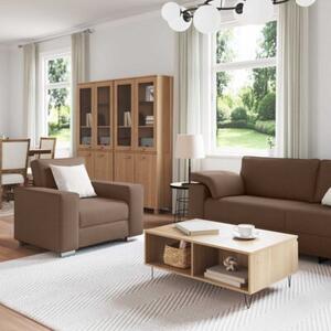 Sofa 3 szt. brÄ zowy tkanina lniana