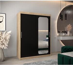Szafa przesuwna garderoba Promo T2 150 wys. 200 cm sonoma + czarny