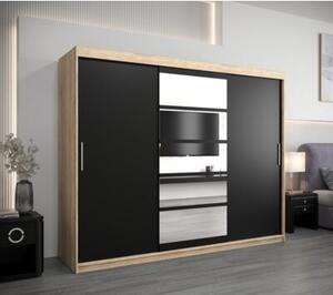 Szafa przesuwna garderoba Roma 1 250 wys. 200 cm sonoma + czarny