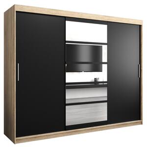 Szafa przesuwna garderoba Roma 1 250 wys. 200 cm sonoma + czarny