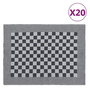 Ręczniki kuchenne, 20 szt., czarno-białe, 50x70 cm, bawełna