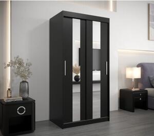 Szafa przesuwna garderoba Pole 100 wys. 200 cm czarny + czarny