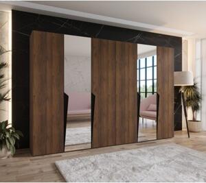 Szafa uchylna otwierana Piano 2 300 (2x150) wys. 202 cm orzech warmia + u. czarny