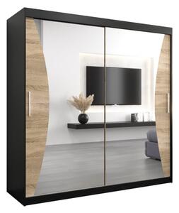 Szafa przesuwna garderoba Monaco 200 wys. 200 cm czarny + sonoma