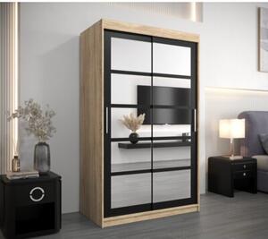 Szafa przesuwna garderoba Roma 2 120 wys. 200 cm sonoma + czarny