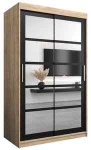 Szafa przesuwna garderoba Roma 2 120 wys. 200 cm sonoma + czarny