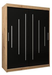 Szafa przesuwna garderoba York 150 wys. 200 cm artisan + czarny