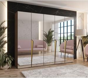 Szafa uchylna otwierana Piano 1 250 wys. 202 cm orzech warmia + u. zÅoty