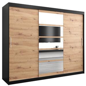 Szafa przesuwna garderoba Roma 1 250 wys. 200 cm czarny + artisan
