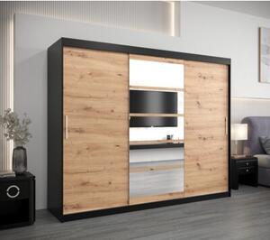 Szafa przesuwna garderoba Roma 1 250 wys. 200 cm czarny + artisan