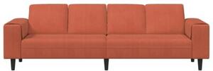 Nowoczesna sofa w kolorze czerwono-pomaraÅczowym z sztruksowym obiciem
