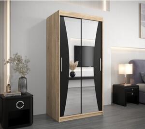 Szafa przesuwna garderoba Monaco 100 wys. 200 cm sonoma + czarny