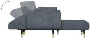 Sofa rozkÅadana l, ciemnoszara, 275x140x70 cm, aksamit