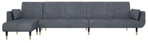 Sofa rozkÅadana l, ciemnoszara, 275x140x70 cm, aksamit